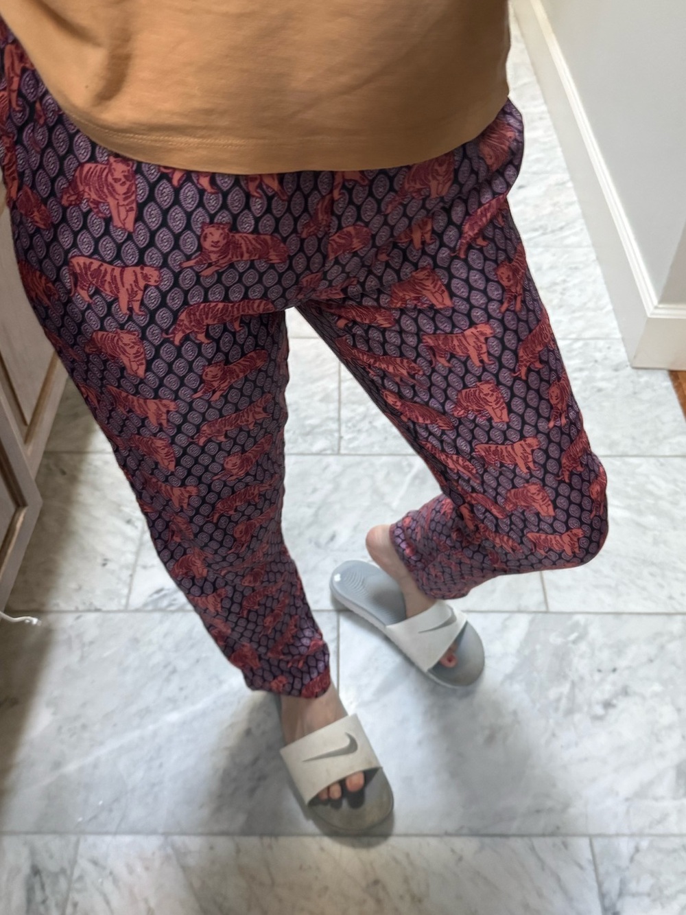 Jcrew Collection Silk Pants in purple and Pink tiger print size 00